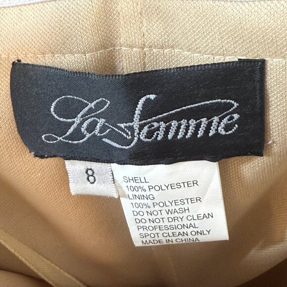 La Femme Strapless Beaded Cocktail Dress Nude Gold Ruched Mini Y2K 8 - Picture 9 of 10